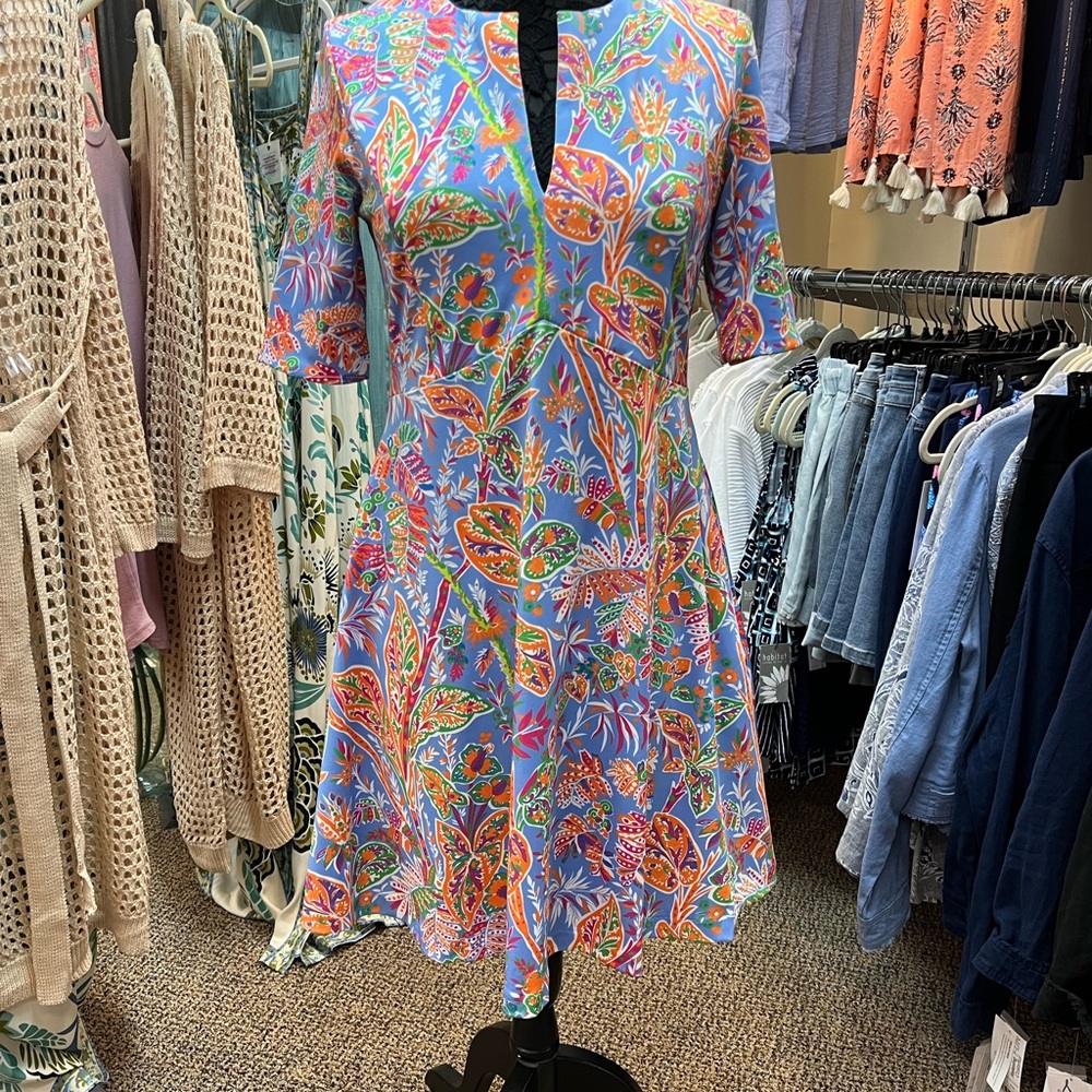 Gretchen Scott Designs Pink and Orange Pleated Sundress